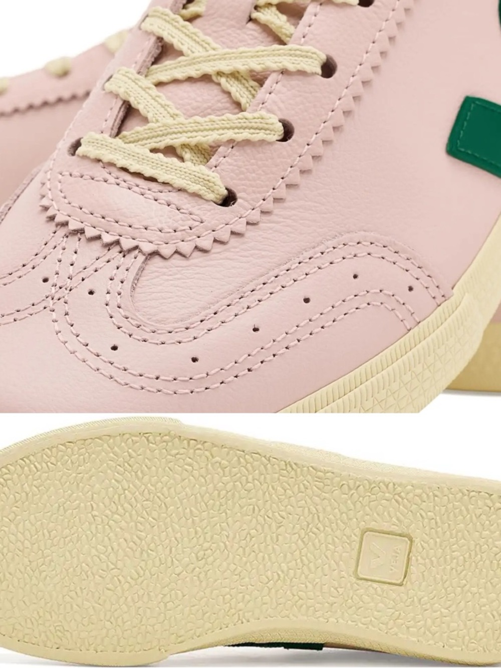 NWT - Veja Volley Leather Sneaker -Pink & Green (sz 6 / 37) - Picture 13 of 16